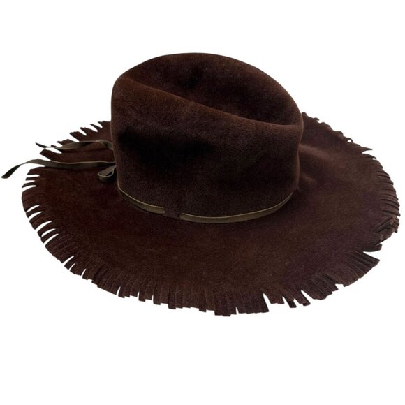 Vintage Western Hat Mr K Originals Brown Fringe Wool Felt Medium main image 9